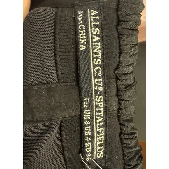 All Saints Dress 4 LBD Little Black Statement Dress Balloon Skirt Drape Front - Picture 6 of 7